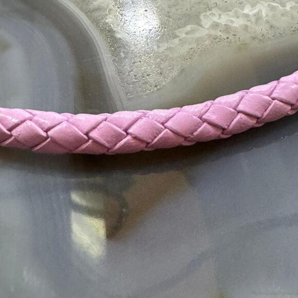 Carolyn Pollack Lilac Braided Leather Lobster Clasp Adjustable Unisex Necklace - Picture 4 of 9